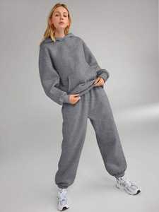 Ensemble de survêtements vintage surdimensionnés pour femmes automne/hiver, tissu doux et respirant, logo personnalisé, jogging, un ensemble - Product Image 3