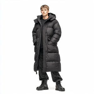 Veste longue matelassée chaude d'hiver pour homme, 100% polyester et élasthanne, veste longue matelassée pour homme, veste longue matelassée de rue pour homme - Product Image 1