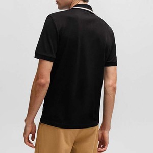 Venta al por mayor de los hombres Slim Fit Polos OEM logotipo personalizado diseño bordado impreso algodón transpirable rayas hombres Polos - Product Image 2