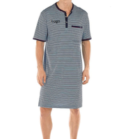 Pyjama Homme Confortable et Abordable à Manches Courtes 100% Coton Tricoté Thermique Respirant avec Logo Personnalisable et Design Uni
