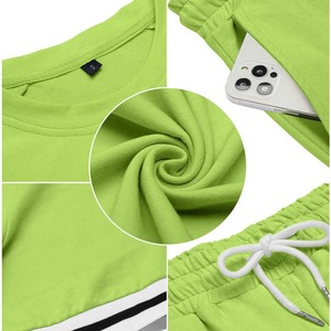Survêtements d'été décontractés personnalisés ensemble court 2 pièces t-shirt à manches courtes pour femmes ensemble de shorts d'été en coton pour hommes vêtements confortables - Product Image 5