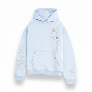 เสื้อฮู้ดดี้ผู้ชายสีฟ้าอ่อนทรงโอเวอร์ไซส์ ลายพิมพ์เรียบง่าย สวมใส่สบายในฤดูใบไม้ร่วง ผลิตจากผ้าฝ้ายถัก 100% เป็นมิตรต่อสิ่งแวดล้อม - Product Image 5