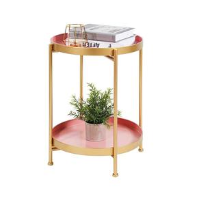 Mesa auxiliar de metal dorado con tapa de mármol, muebles modernos de diseño para una sala de estar elegante o interiores elegantes - Product Image 4