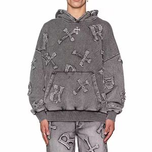 Sweats à capuche surdimensionnés personnalisés pour hommes, été, 100% coton, respirants, vintage, vente en gros - Product Image 1