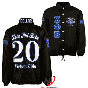 Chaqueta con letras bordadas para mujer Zeta Phi Beta Sorority | Chaqueta Versity de lana bordada ZPB Soror - Product Image 4