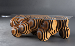 Mesa de centro de cristal paramétrica única, mesa de centro de madera de lujo, decoración moderna para el hogar, muebles llamativos - Product Image 2