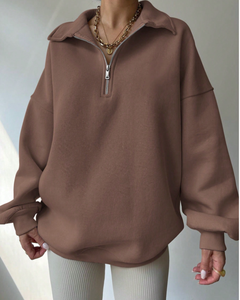 Nuevo estilo de moda para mujer, Sudadera con capucha de manga larga con cremallera lisa, ropa diaria informal, Tops de manga larga, sudadera para mujer, Haus Industries - Product Image 1