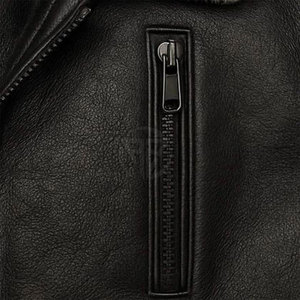 Trend Driven <b>Men's</b> <b>Shearling</b> Leather Winter <b>Jacket</b> Front Logo Soft Inner Texture Comfortable Fit Eco-Friendly Lightweight Design - Product Image 4