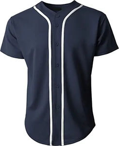 Camiseta de béisbol para hombre, cuello en V, manga corta, botón, camisa deportiva, absorbe la humedad, tela de poliéster 100%, diseño personalizado, antibacteriano - Product Image 3
