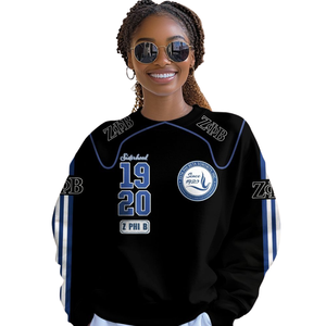 Zeta Phi เสื้อสเวตเตอร์คอกลมสำหรับผู้หญิงรุ่นเบต้าเสื้อสวมหัวผ้าฟลีซปัก1920สีน้ำเงิน - Product Image 4