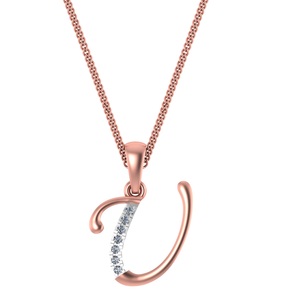 สร้อยคอจี้คุณภาพดีตัว U-Alphabet 14K ดีไซน์เนอร์สำหรับผู้หญิงมีสไตล์มีตัวอักษรสีโรสโกลด์ของขวัญที่สมบูรณ์แบบสำหรับเธอ - Product Image 1