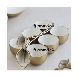 Fabuloso diseño de tazón de aluminio para frutos secos con tazón de servir de calidad premium en color blanco y dorado en India. - Product Image 1