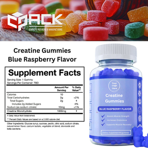 Supplément alimentaire de marque privée de meilleure qualité du fabricant américain Créatine Gummy Candy Blue Raspberry Flavor 60 comptes pour adultes - Product Image 3