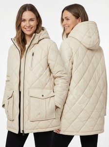 Custom Clothing Manufacturer <b>Hooded</b> Quilted Winter Jacket Warm Padded <b>Coat</b> Zipper Closure Front Pockets Slim Fit Quilted <b>Coats</b> - Product Image 3