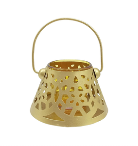 ที่ใส่เทียนแก้วรูปเฮอร์ริเคนสีเหลืองขนาดเล็กสำหรับตกแต่งบ้านโคมไฟตกแต่งรูปกรวย - Product Image 1