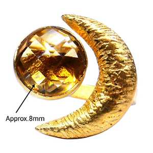 925 Sterling Silver Classic Style Gold Plated Citrine <b>Moon</b> <b>Stone</b> <b>Ring</b> - Product Image 6