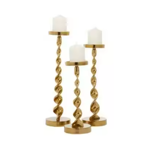 Elegantes centros de mesa de boda hechos a mano de plata para mesas de recepción Twist Candle holder Stands Adornos Centros de mesa de metal - Product Image 5