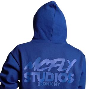 Sweat à capuche bleu pour homme en molleton de coton lourd avec poche kangourou, sweat-shirt décontracté streetwear - Product Image 4