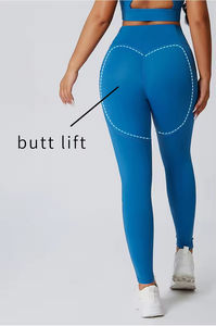 Leggings de yoga personnalisés avec logo, pour adultes, avec boucle latérale élastique, taille haute, en polyester et élasthanne, avec poche pour carte, leggings qui rehaussent les fesses - Product Image 2