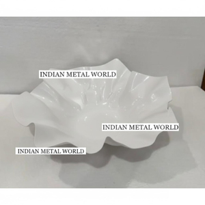 Grand bol de service en métal blanc classique, design moderne en forme de coquille, plat à fruits et salades, vaisselle pour les événements et la maison, prix abordable - Product Image 1