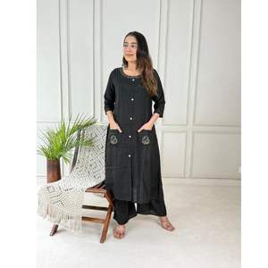 Exclusivo Conjunto de Cordsets Vetican Pocket Work Line para Mujer, Conjuntos de Cordsets Palazzo, Kurtis de Verano de Secado Rápido, Étnicos, para Oficina, Fiesta, Boda - Product Image 1