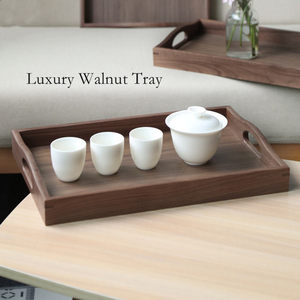 Plateau en bois de bambou à double oreille avec poignée pour la présentation de pâtisserie, plateau en bois pour servir des tasses et des assiettes - Product Image 3