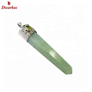 Solide 925 Sterling Silver Fine Jewelry Vert Aventurine Multi-Gemstone Crayon Pendentif Prix d'usine sain pour Charms & Cadeaux - Product Image 1