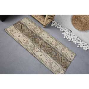 พรมวินเทจขนาด 1.8x4.1 ฟุต พรมตุรกีขนาดเล็ก พรมขนสัตว์ลายต้นไม้และพืชสีเบจ - Product Image 4