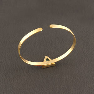 Pulsera ajustable de amazonita Natural con forma de triángulo de aspecto clásico, brazalete abierto hecho a mano, chapado en oro, regalo - Product Image 4