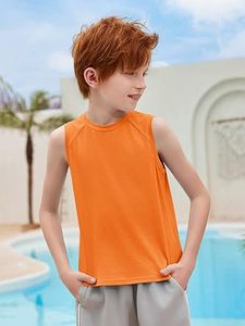 Top vente bonne qualité Logo personnalisé couleur Orange enfants débardeur gilet maillots manches moins bébé porter enfants garçon hauts respirant - Product Image 5