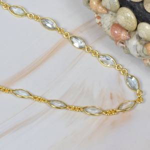 Wholesale <b>Solid</b> 925 Sterling <b>Silver</b> Natural Blue Topaz Faceted Gemstone 18K Gold Plated Overlay Necklace & Convertible <b>Bracelets</b> - Product Image 4