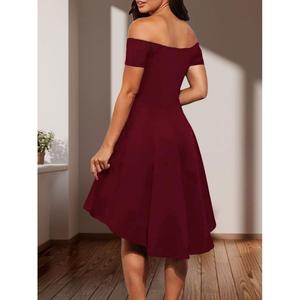 Abito da sposa/laurea in crêpe importato da sposa/laurea a manica corta da donna con scollo corto nella parte anteriore lungo nella parte posteriore