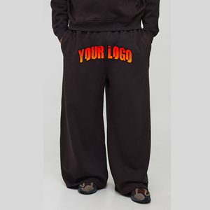 Vente en gros de pantalons surdimensionnés pour hommes 100% coton DTG personnalisé logo imprimé avec poches latérales pantalons de survêtement streetwear pour hommes lavés personnalisés - Product Image 4