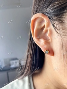 Nouveauté 1.0CTW VVS 18k jaune or coupe Moissanite Solitaire boucles d'oreilles femmes fête bijoux cadeau - Product Image 3