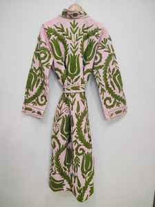 Indian Suzani Embroidery Long <b>Jacket</b> <b>Women</b> Cotton Winter Coat Handmade Boho Kimono Outerwear Gift <b>For</b> Her - Product Image 2