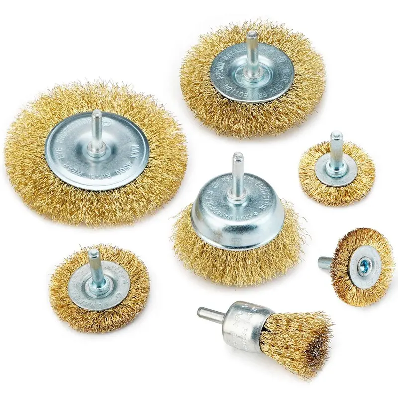 6mm 1/4'' Shank Brass Plated Carbon Steel Wire Brush End/Wheel/Cup Brushes Rotary Tools Metal Rust Removal Polishing Grinding