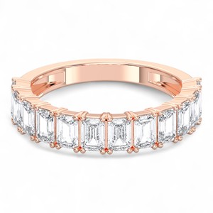 Anillo de boda de 2,50 quilates con corte de esmeralda de moissanita de quilates, conjunto completo de puntas de eternidad, hecho en oro sólido para mujer - Product Image 2