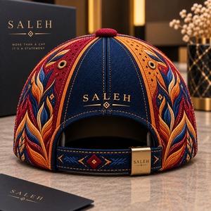Casquette Snapback Homme SALEH Broderie Florale Ethnique Vintage Maille Respirante Réglable 100% Coton Imperméable Décontractée pour Mariage - Product Image 2