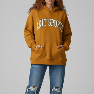 Sudadera con Capucha de Invierno para Mujer, Elegante y de Alta Calidad, con Hombros Caídos, Informal, de Forro Polar, con Logotipo Frontal, Manga Larga - Product Image 1