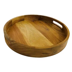 Venta caliente Bandeja de servicio redonda en madera de acacia con asas Bandeja redonda Bandejas DE SERVICIO DE cena por decor IMPEX - Product Image 1