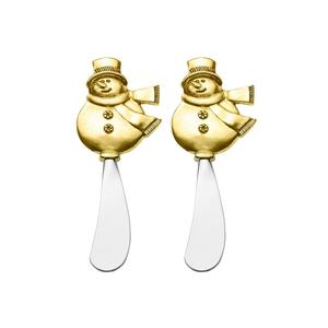 Juego de queso de acero inoxidable de alta calidad, mango de muñeco de nieve de lujo, acabado dorado y plateado, cubiertos de cocina modernos, decoraciones para bodas - Product Image 1