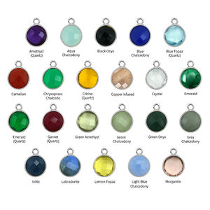 Pendentif en pierres précieuses rondes à facettes plaqué or Iolite, breloque en pierre de naissance 12mm pour bijoux faits à la main - Product Image 2