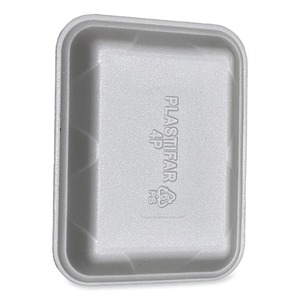 GEN 4PWH Meat Trays 9.5 In. X 7.19 In. X 1.2 In. White (#4P) 500/Carton <b>Packaging</b> <b>Materials</b> - Product Image 2