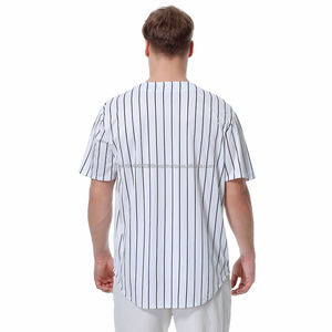 2023 muestra gratis al por mayor de calidad superior logotipo personalizado Jersey en todos los colores camisetas de béisbol a rayas para camisetas de verano unisex - Product Image 3