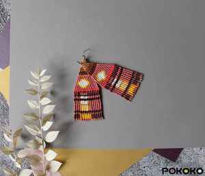 Pendientes de cuentas bohemias con flecos en cascada Andy de diseño turquesa, regalo de joyería único - Product Image 1