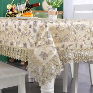 Sang trọng chắp vá thêu vuông polyester không thấm nước dùng một lần tùy chỉnh Khăn trải bàn cho khách sạn nhà tiệc cưới - Product Image 3
