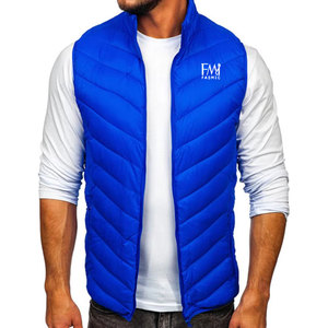 Logotipo impreso personalizado Lona de invierno Casual Sin mangas Abajo Puffer Bubble Chalecos 100% Poliéster Hombres Chaleco acolchado - Product Image 1