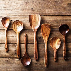 Nouvel ensemble d'accessoires pour salade en bois d'acacia, écologique, compatible lave-vaisselle, ustensiles de cuisine, fabriqué en Inde - Product Image 6