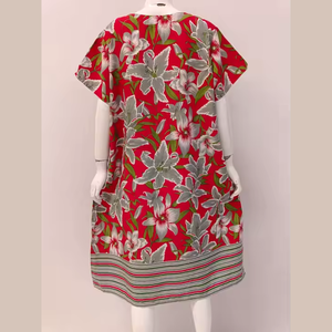 Summer Simple Daily Floral Casual Knee-Length Oversized Rayon Dress Everyday Comfortable Top-Down Full Button - Product Image 2