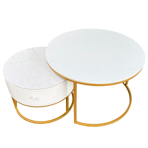 Modern Two-Tiered <b>Sofa</b> <b>Table</b> with Durable Stone Top and Wooden Drawers Farmhouse Style Living Room Furniture-TT68194 - Product Image 6